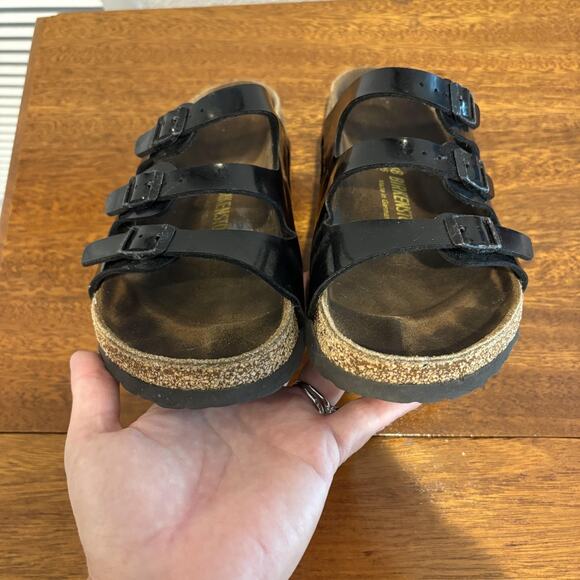 Birkenstock Shoes Women Size 7-7.5 Black Florida Sandals EU 38 Made in Germany - Picture 10 of 12